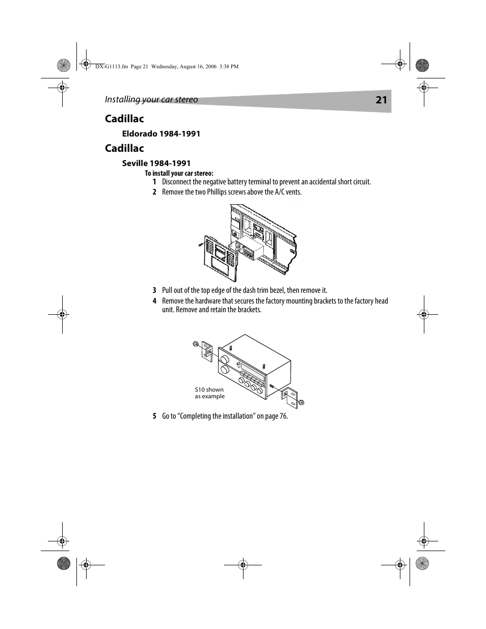 21 cadillac, Cadillac | Dynex DX-G1113 User Manual | Page 21 / 156