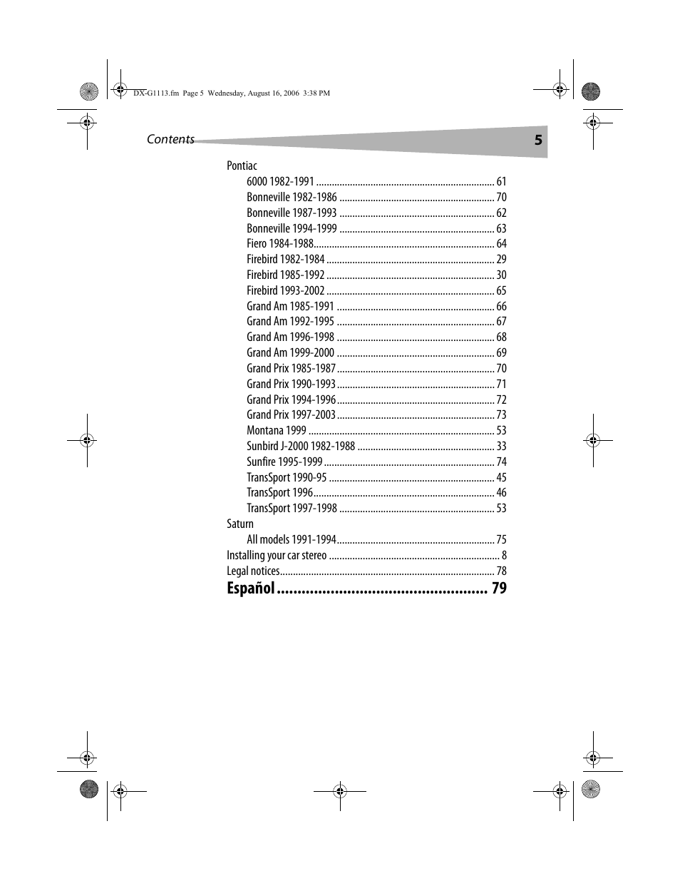 Español | Dynex DX-G1113 User Manual | Page 5 / 156