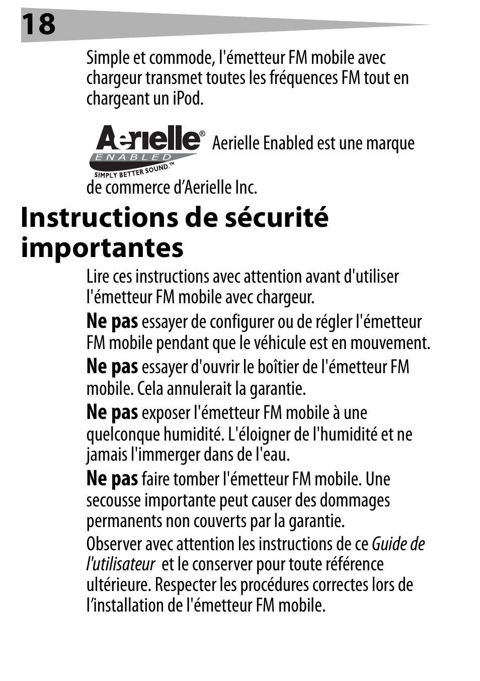 Instructions de sécurité importantes | Dynex DX-FMRDS User Manual | Page 18 / 50