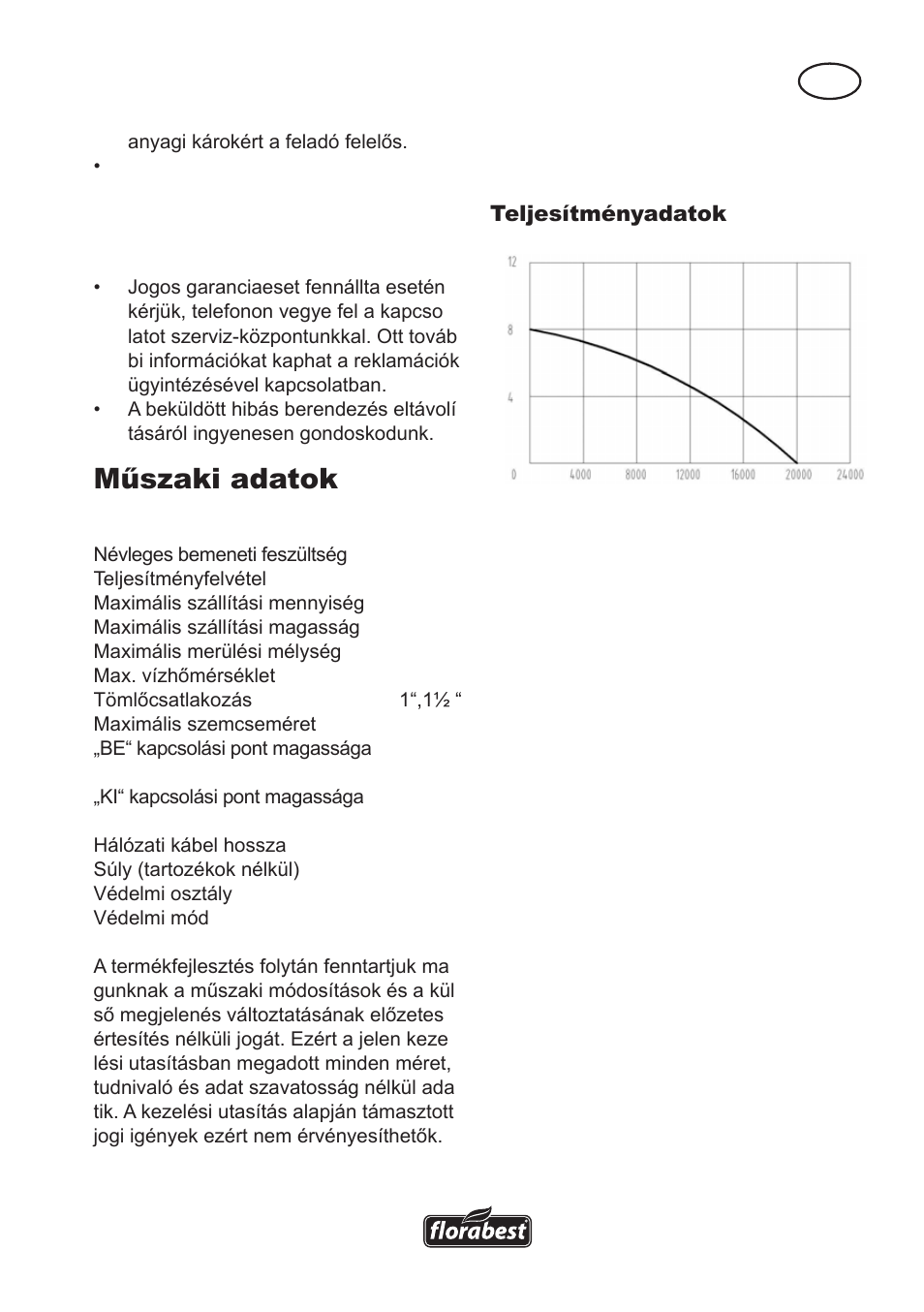 Műszaki adatok | Florabest FTS 1100 A1 User Manual | Page 31 / 74