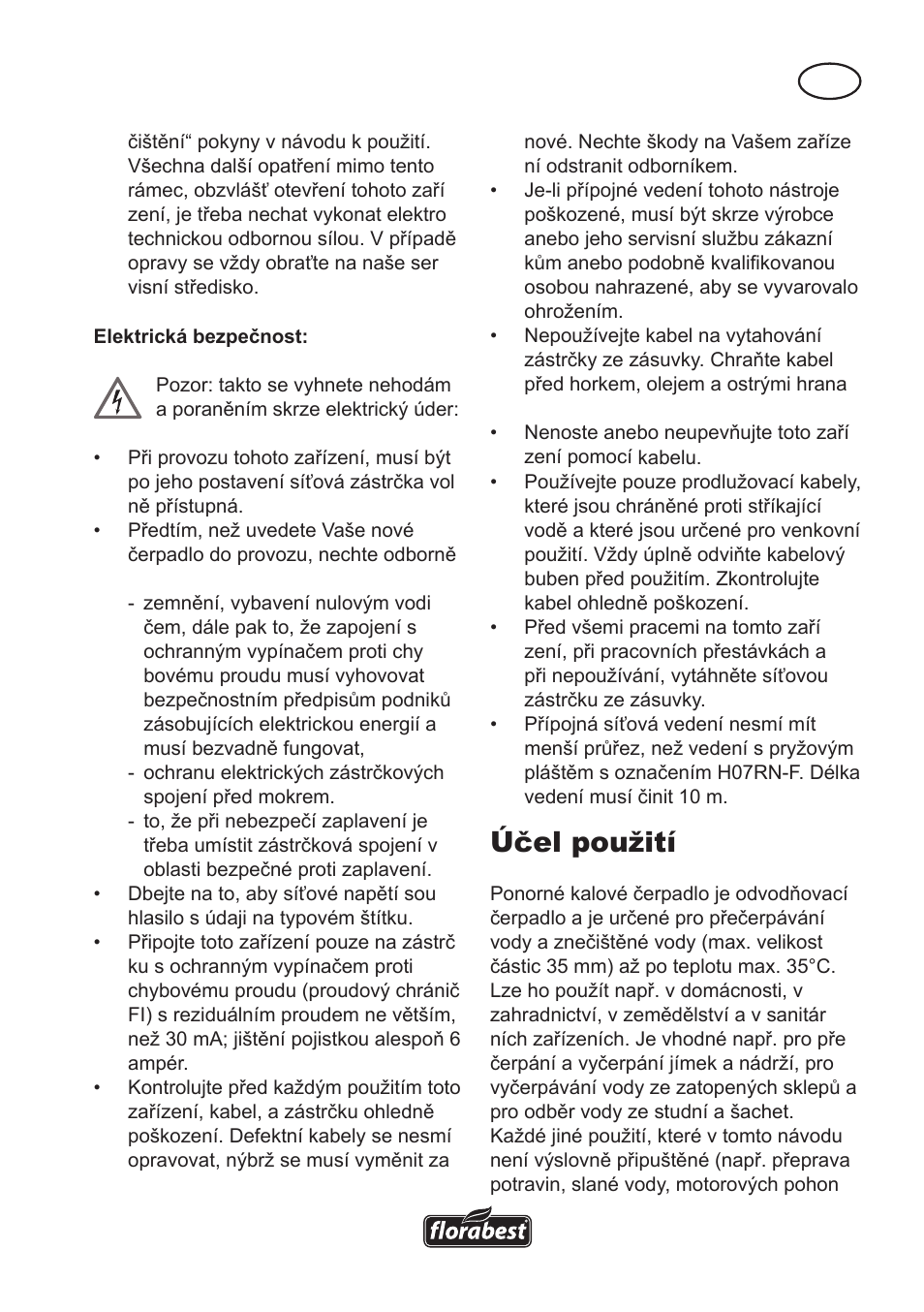 Účel použití | Florabest FTS 1100 A1 User Manual | Page 45 / 74