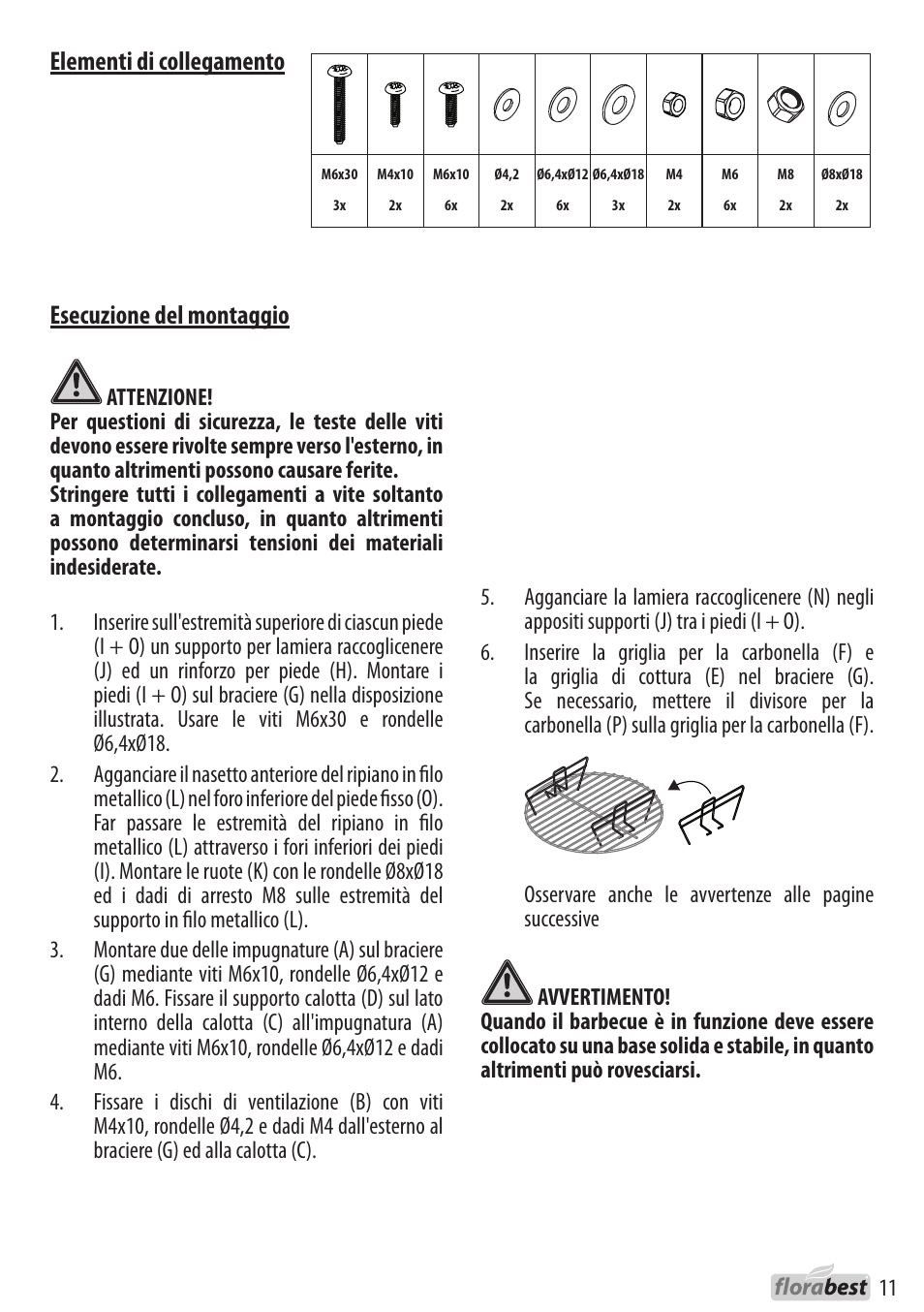Esecuzione del montaggio, Elementi di collegamento | Florabest 1226L7 User Manual | Page 11 / 32