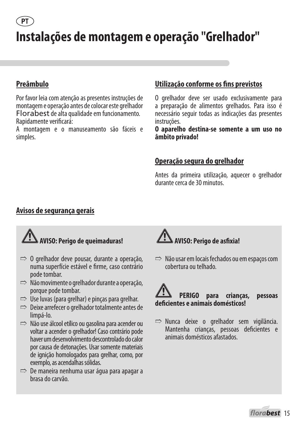 Instalações de montagem e operação "grelhador | Florabest 1226L7 User Manual | Page 15 / 32