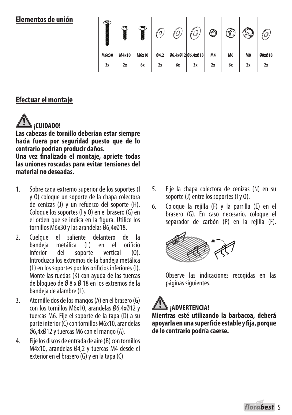 Efectuar el montaje, Elementos de unión | Florabest 1226L7 User Manual | Page 5 / 32