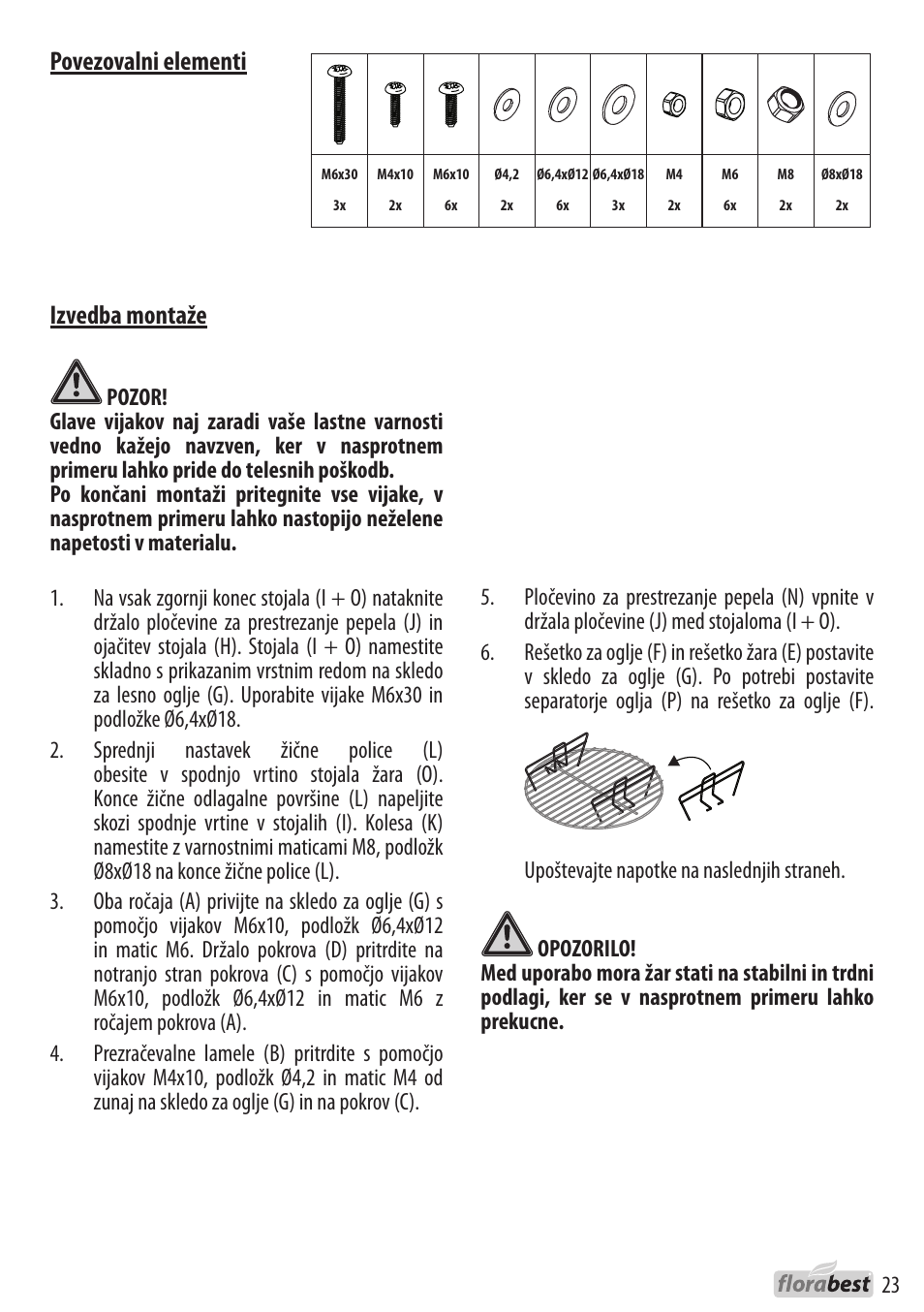 Izvedba montaže, Povezovalni elementi | Florabest 1226L7 User Manual | Page 23 / 44
