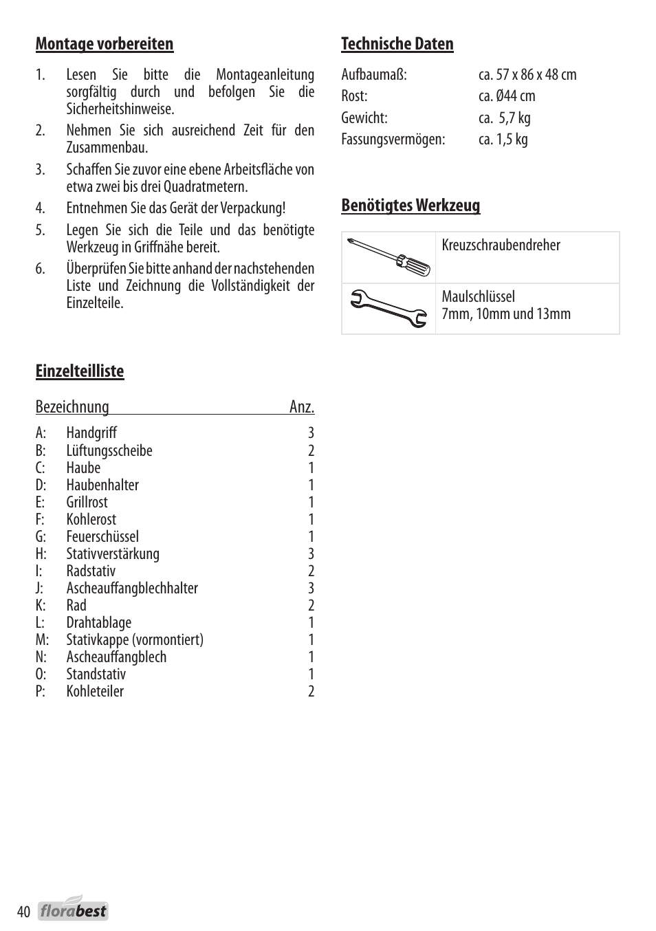 Florabest 1226L7 User Manual | Page 40 / 44