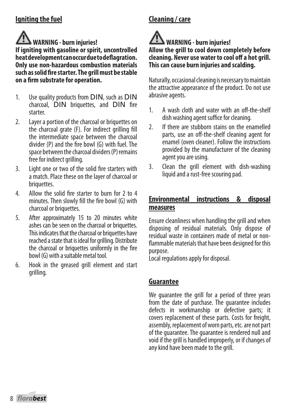 Florabest 1226L7 User Manual | Page 8 / 44