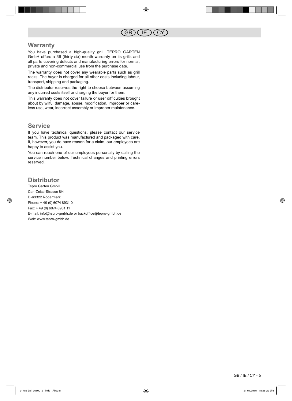 Warranty, Service, Distributor | Florabest HC-91458 User Manual | Page 25 / 32