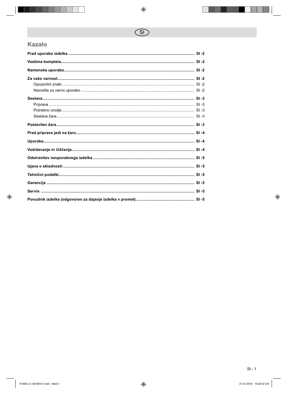 Kazalo | Florabest HC-91458 User Manual | Page 21 / 50