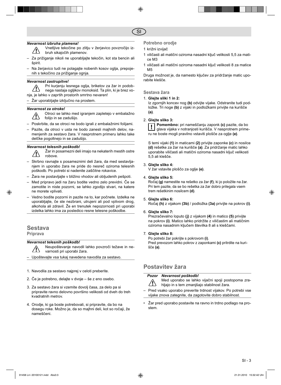 Sestava, Postavitev žara | Florabest HC-91458 User Manual | Page 23 / 50