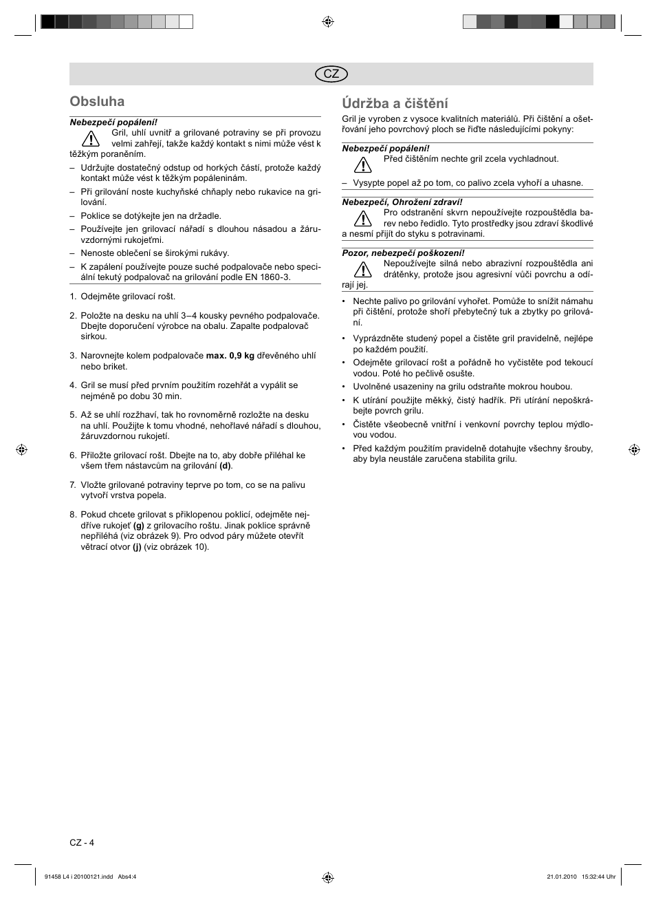 Obsluha, Údržba a čištění | Florabest HC-91458 User Manual | Page 30 / 50