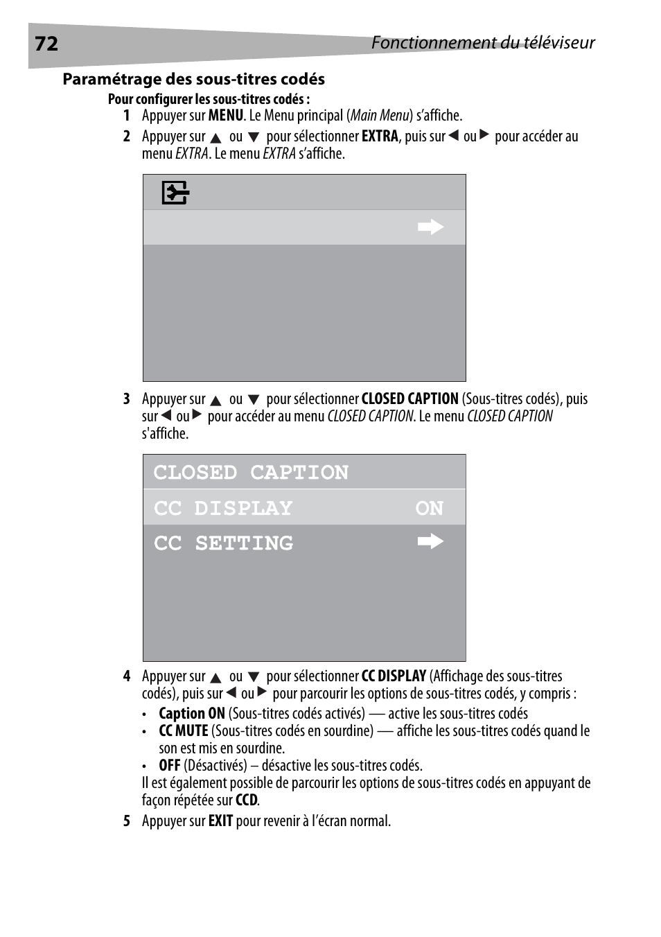 Paramétrage des sous-titres codés, Pour configurer les sous-titres codés | Dynex DX-R20TV User Manual | Page 72 / 142