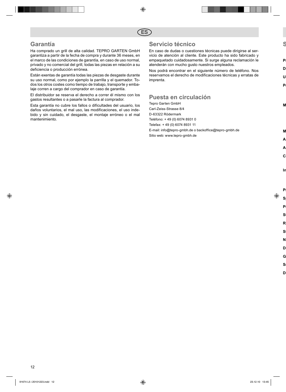 Garantía, Servicio técnico, Puesta en circulación | Florabest 3201 User Manual | Page 12 / 42