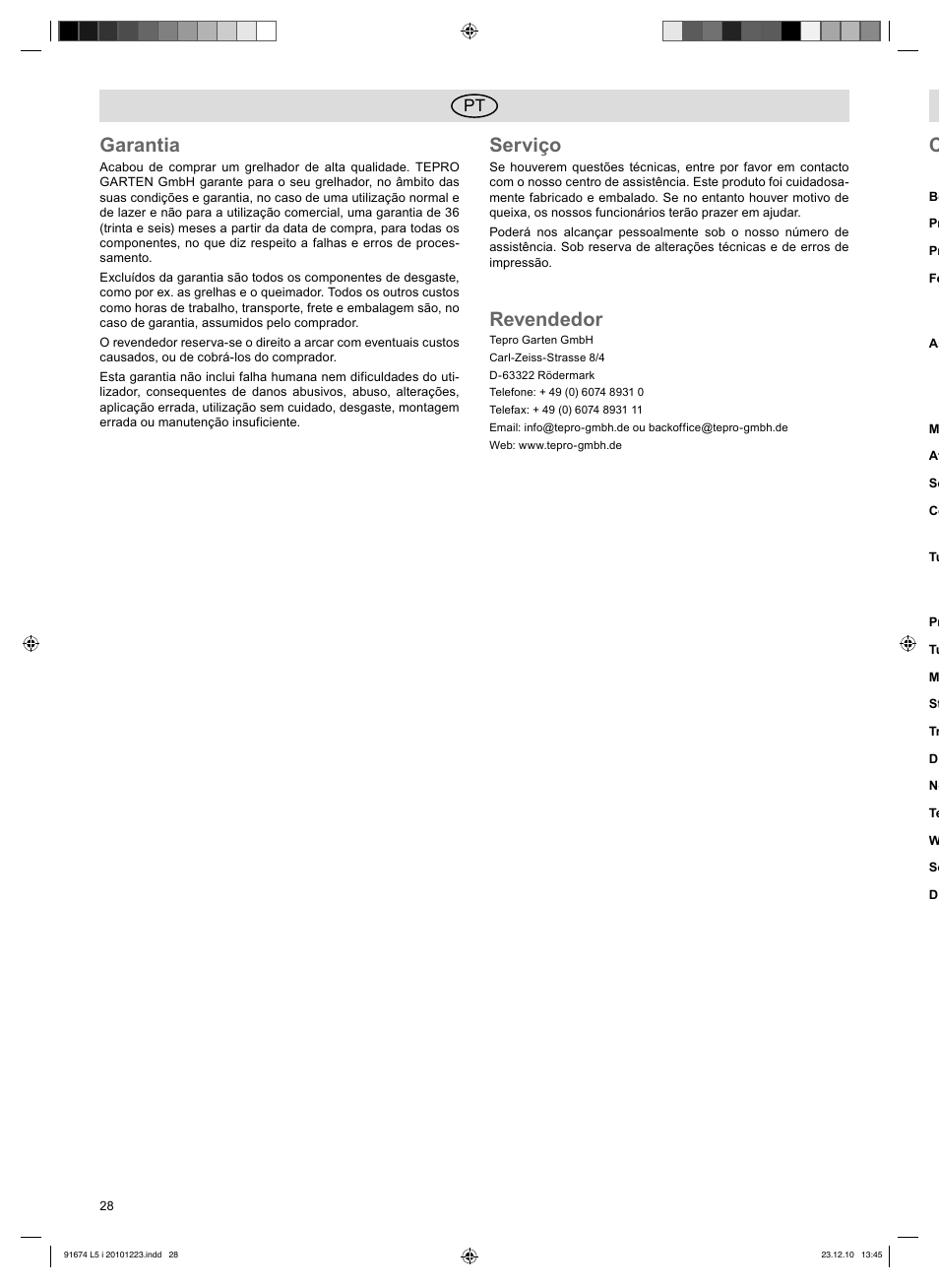 Garantia, Serviço, Revendedor | Florabest 3201 User Manual | Page 28 / 42