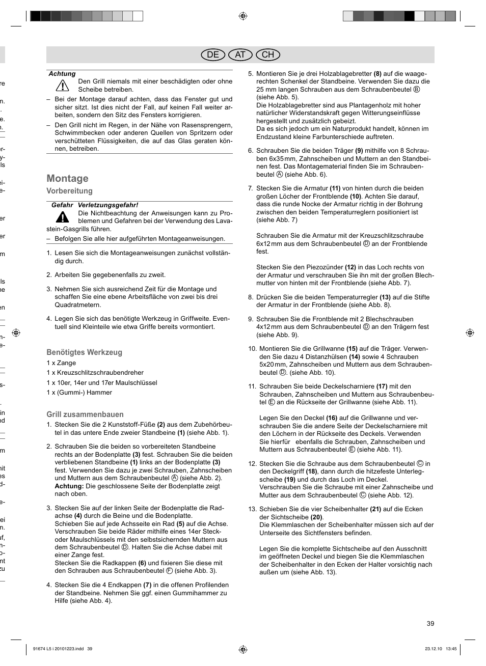 Montage, At de ch | Florabest 3201 User Manual | Page 39 / 42