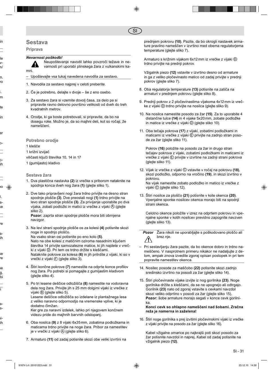 Sestava | Florabest 3201 User Manual | Page 31 / 58