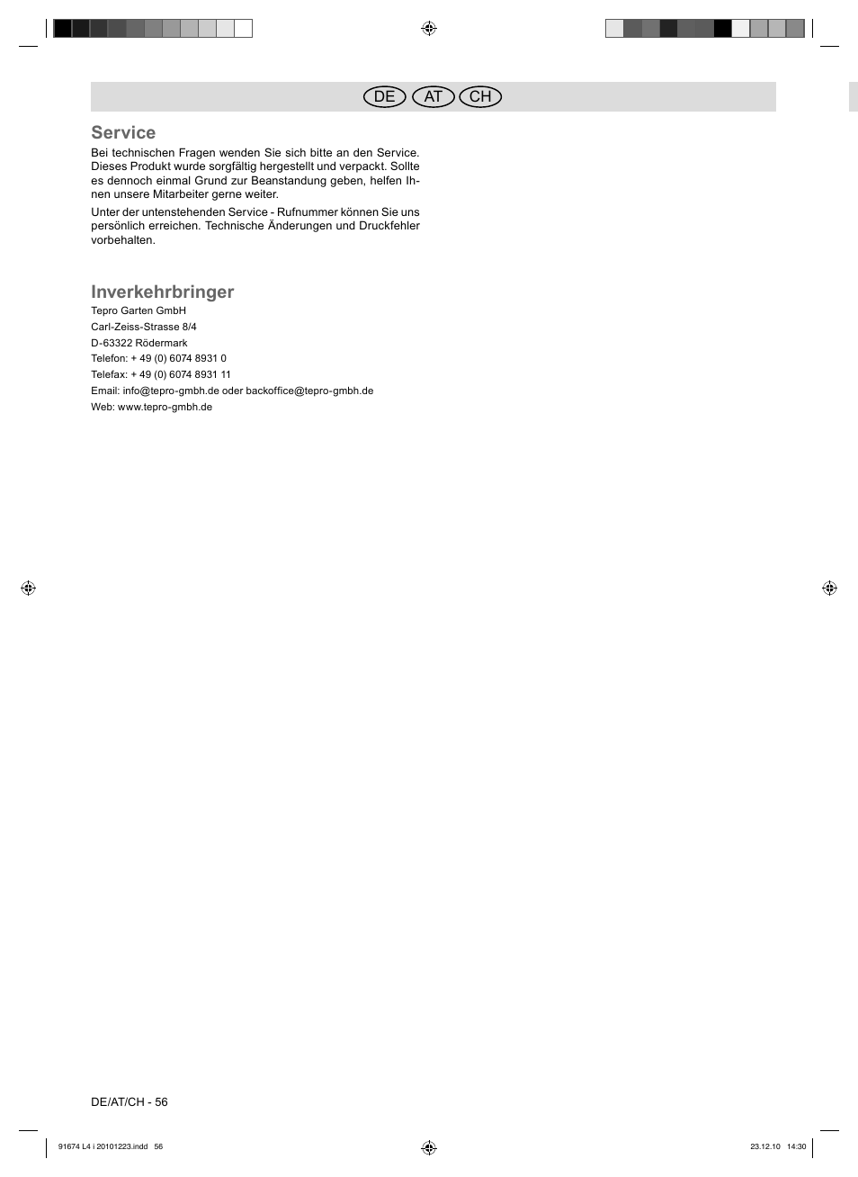 Service, Inverkehrbringer, At de ch | Florabest 3201 User Manual | Page 56 / 58