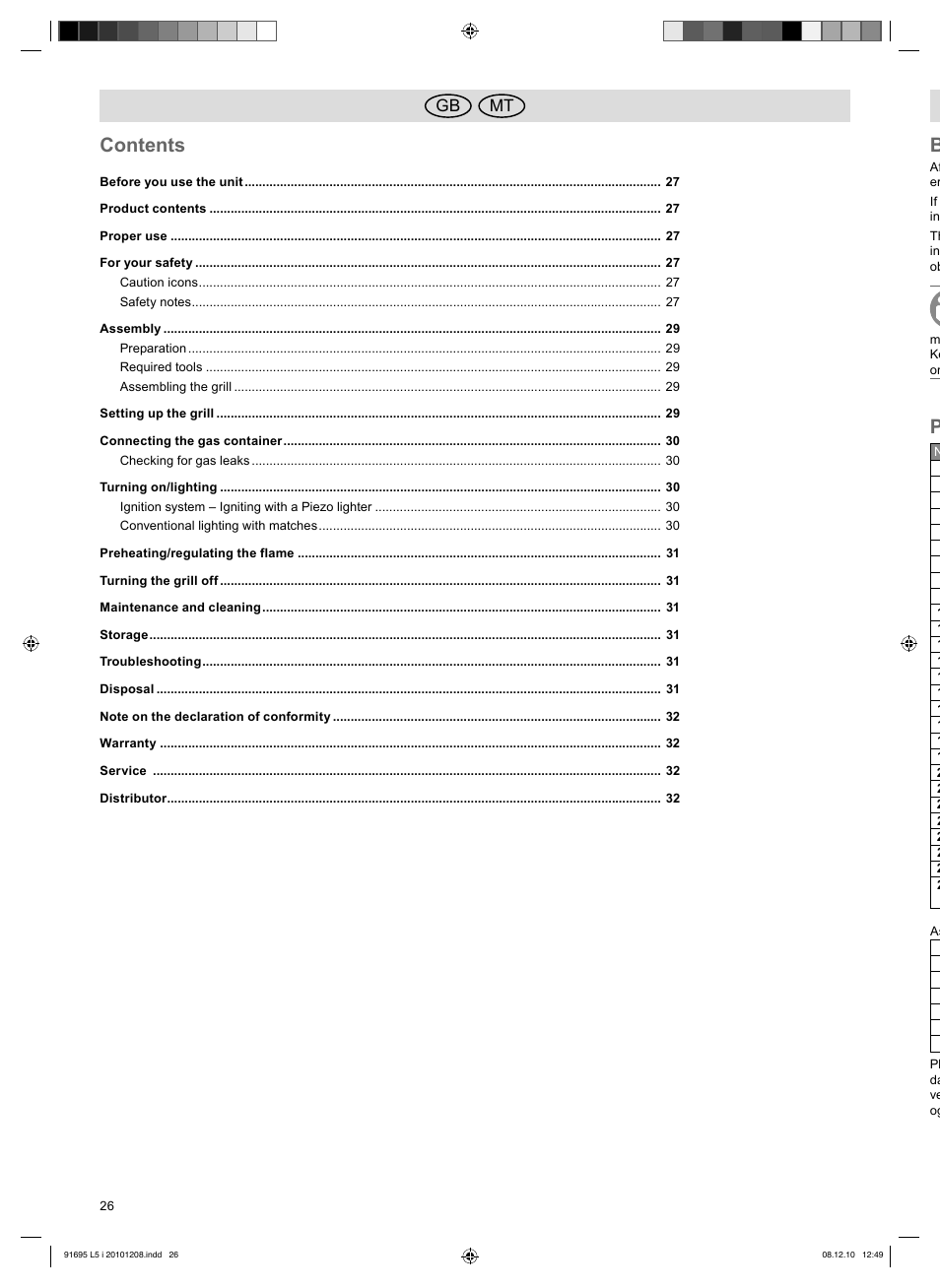 Contents b, Mt gb | Florabest 3202 User Manual | Page 26 / 38