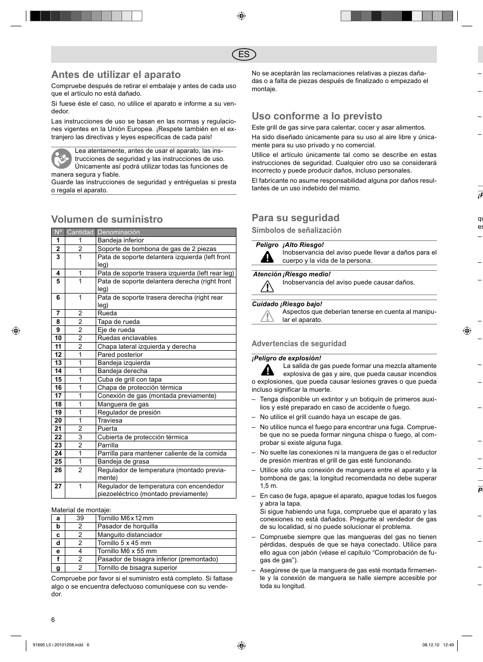 Antes de utilizar el aparato, Volumen de suministro, Uso conforme a lo previsto | Para su seguridad | Florabest 3202 User Manual | Page 6 / 38