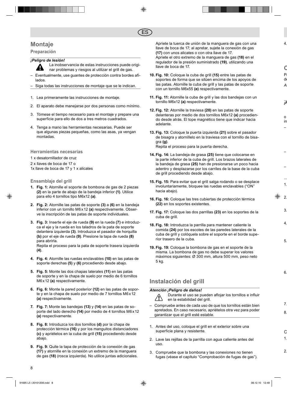 Montaje, Instalación del grill | Florabest 3202 User Manual | Page 8 / 38