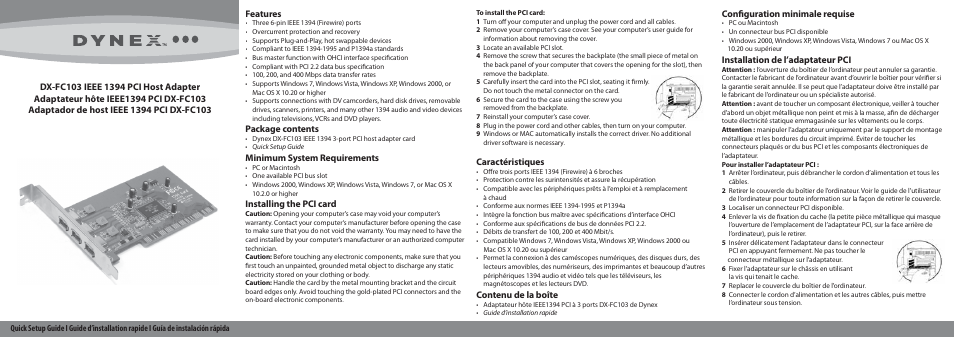 Dynex DX-FC103 User Manual | 2 pages