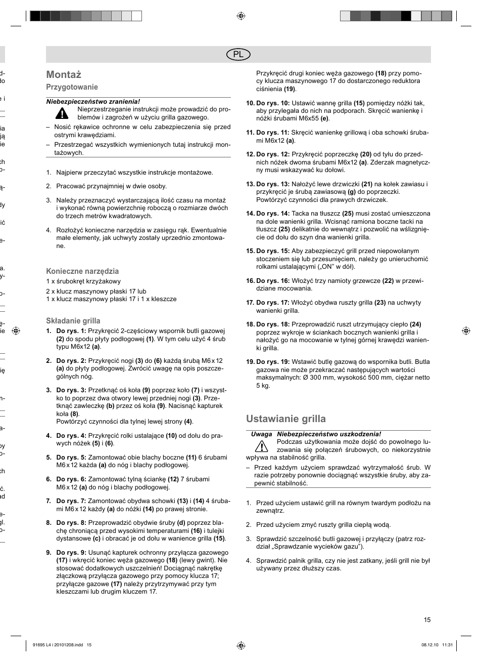 Montaż, Ustawianie grilla | Florabest 3202 User Manual | Page 15 / 54