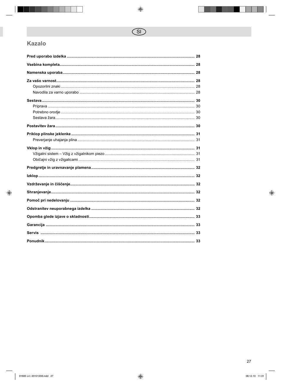 Kazalo | Florabest 3202 User Manual | Page 27 / 54