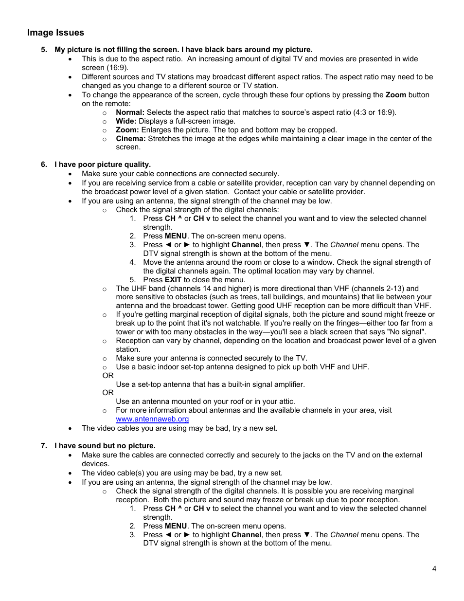 Image issues | Dynex DX-26L150A11 User Manual | Page 4 / 8