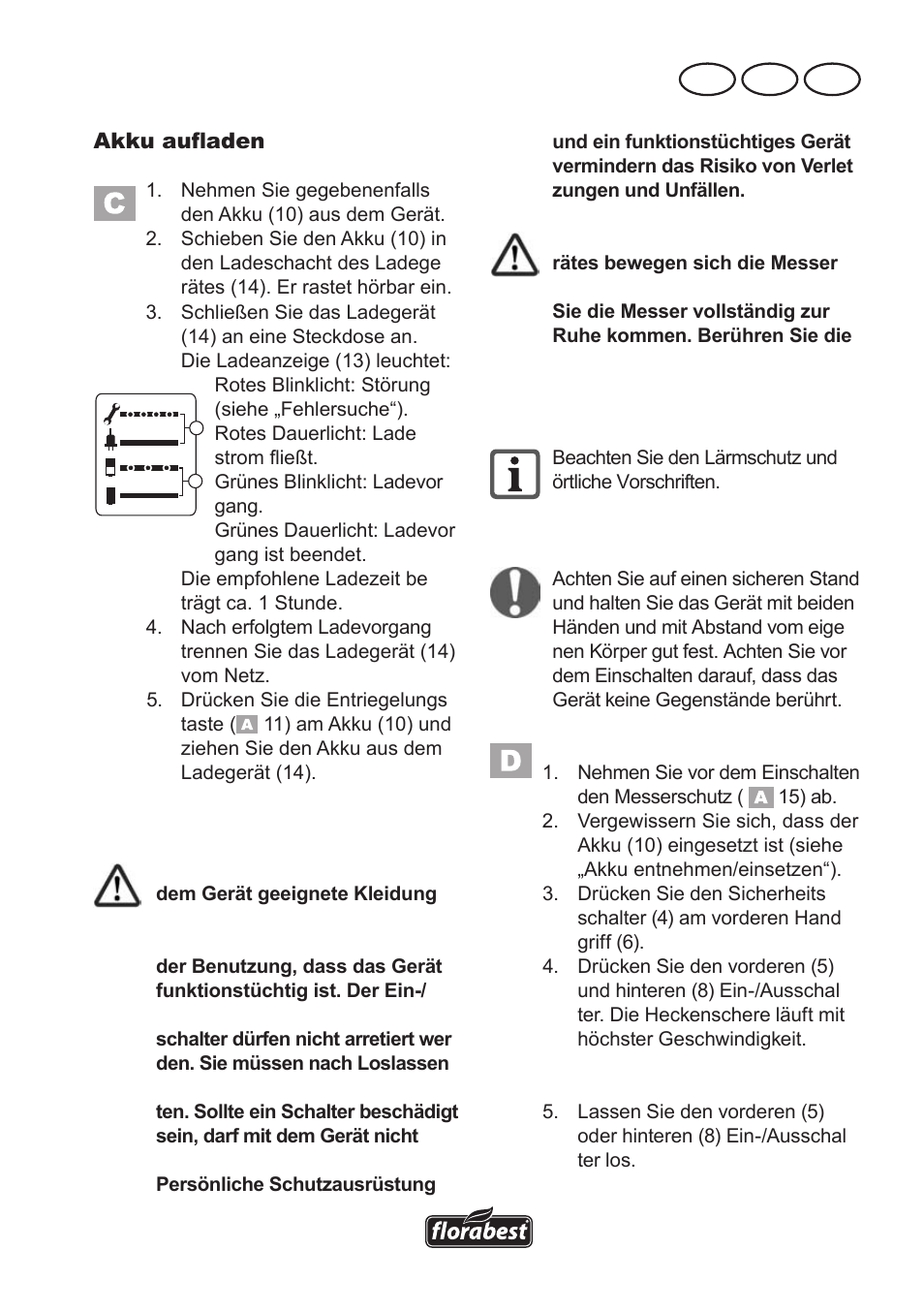 Bedienung, De at ch | Florabest FAH 18 A User Manual | Page 107 / 118