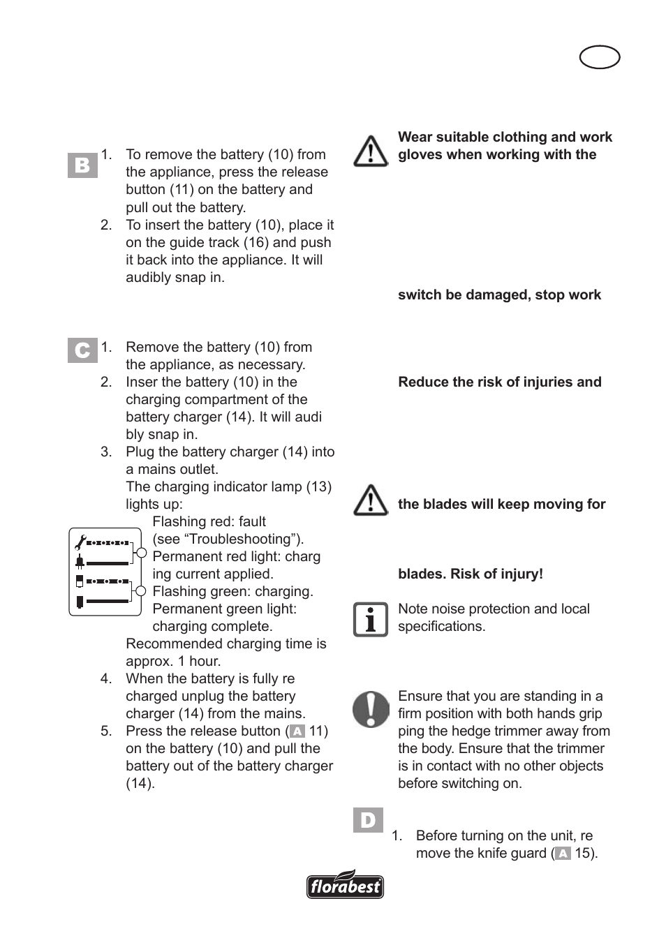 Operating | Florabest FAH 18 A User Manual | Page 11 / 118