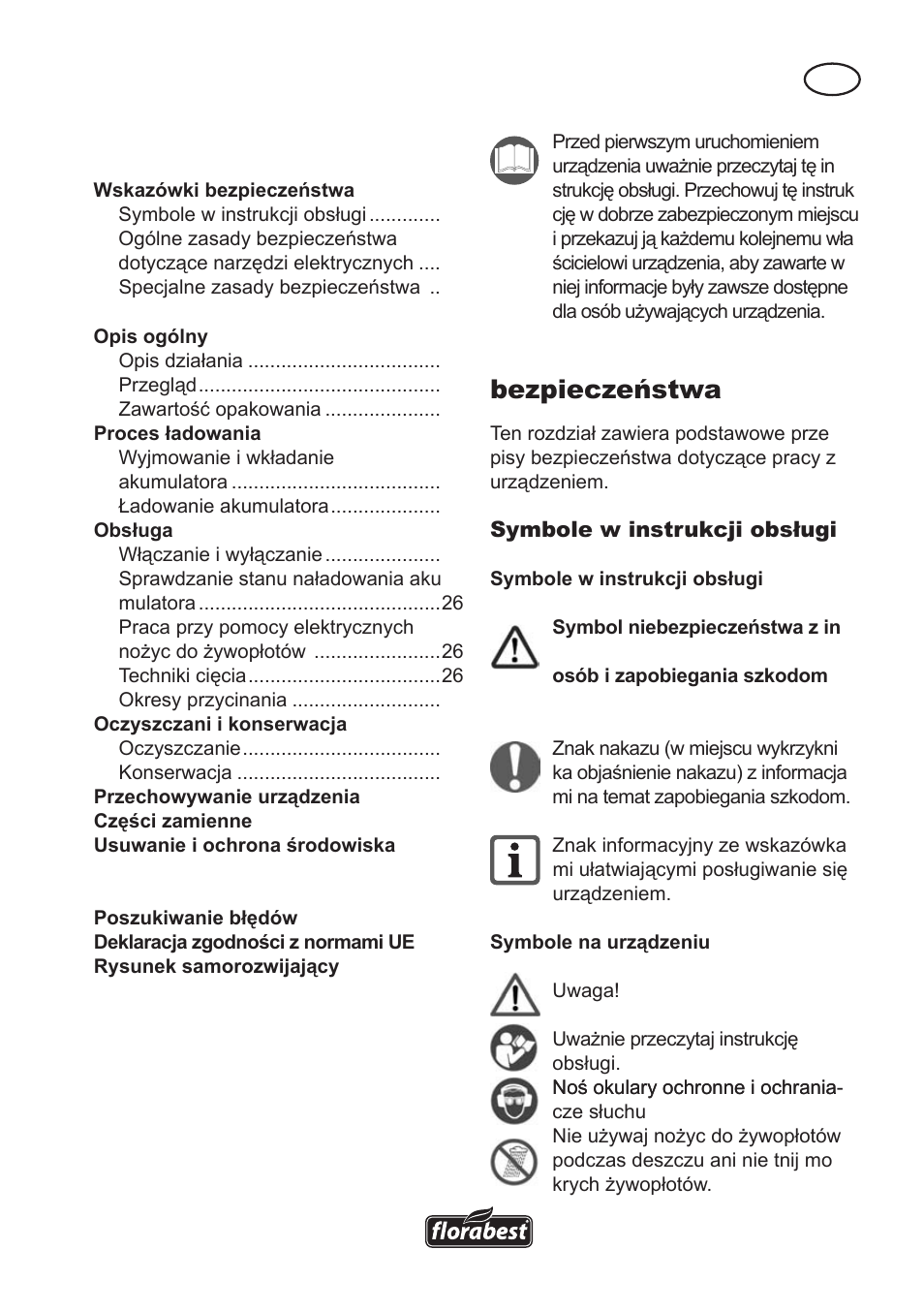 Spis treœci, Wskazówki bezpieczeństwa | Florabest FAH 18 A User Manual | Page 17 / 118