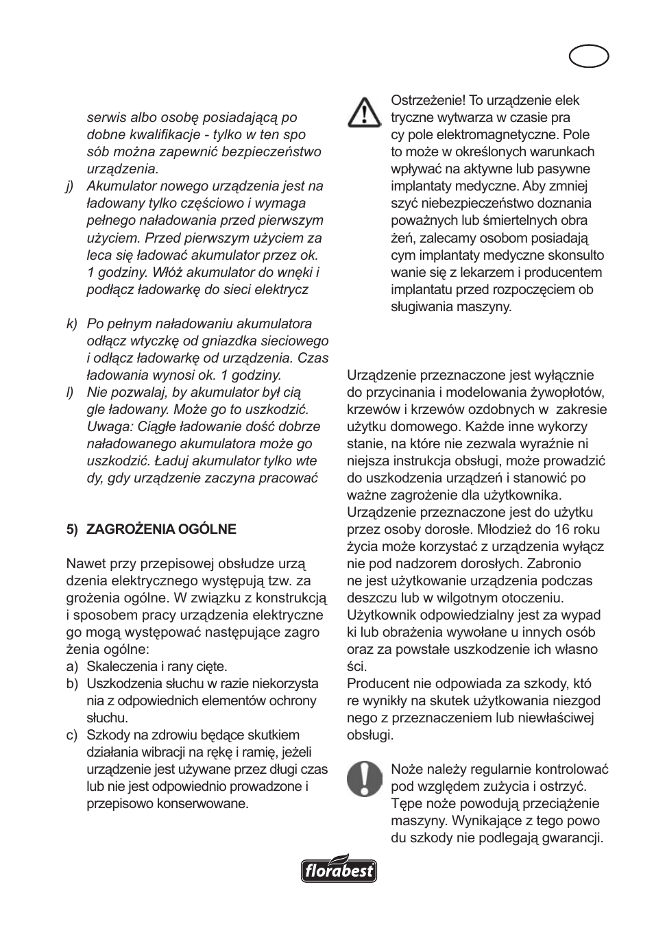 Cel zastosowania | Florabest FAH 18 A User Manual | Page 23 / 118