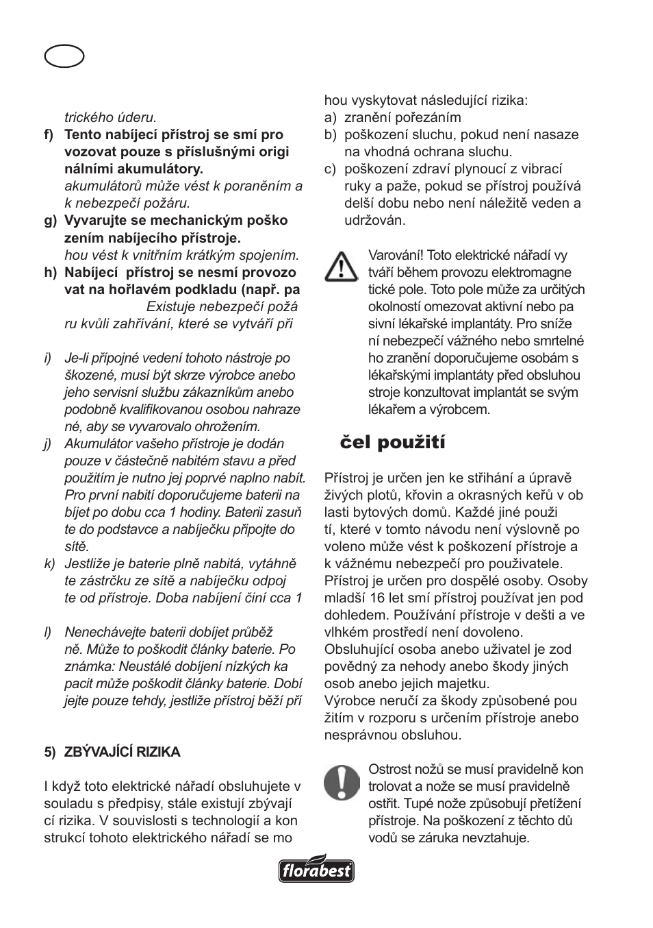 Účel použití | Florabest FAH 18 A User Manual | Page 64 / 118