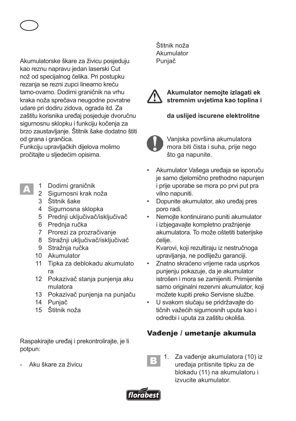Postupak punjenja | Florabest FAH 18 A User Manual | Page 92 / 118