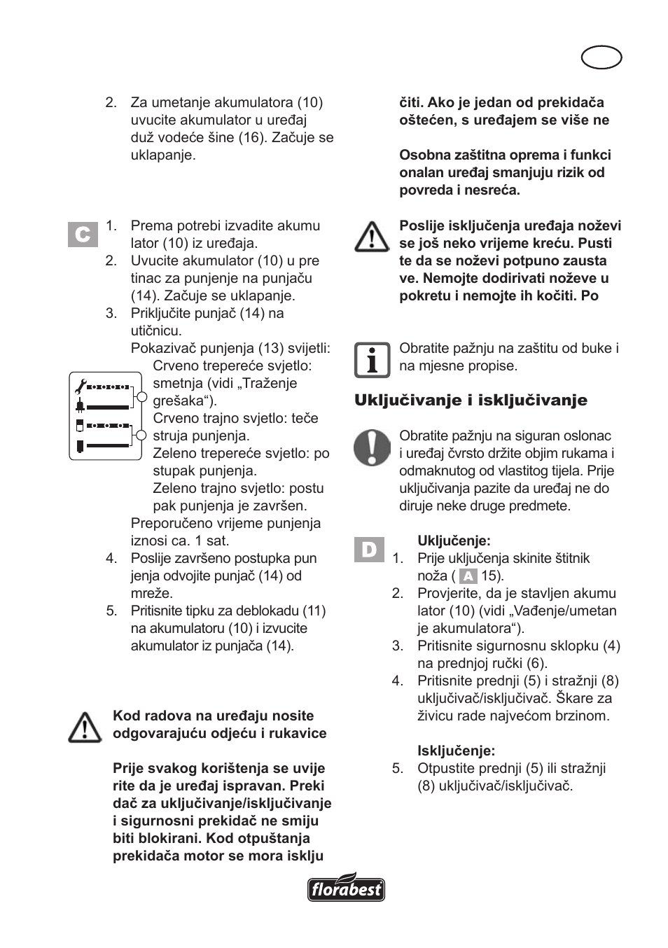 Rukovanje | Florabest FAH 18 A User Manual | Page 93 / 118