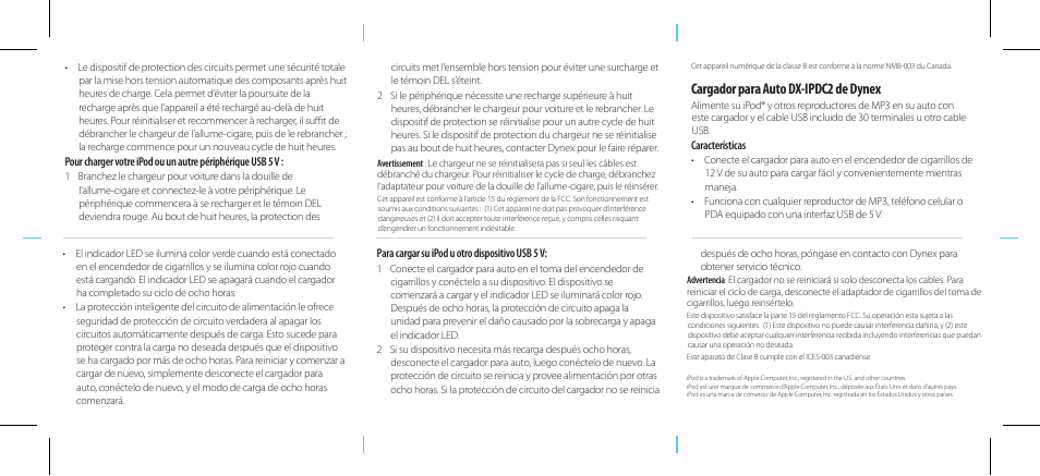 Cargador para auto dx-ipdc2 de dynex | Dynex DX-IPDC2 User Manual | Page 2 / 2