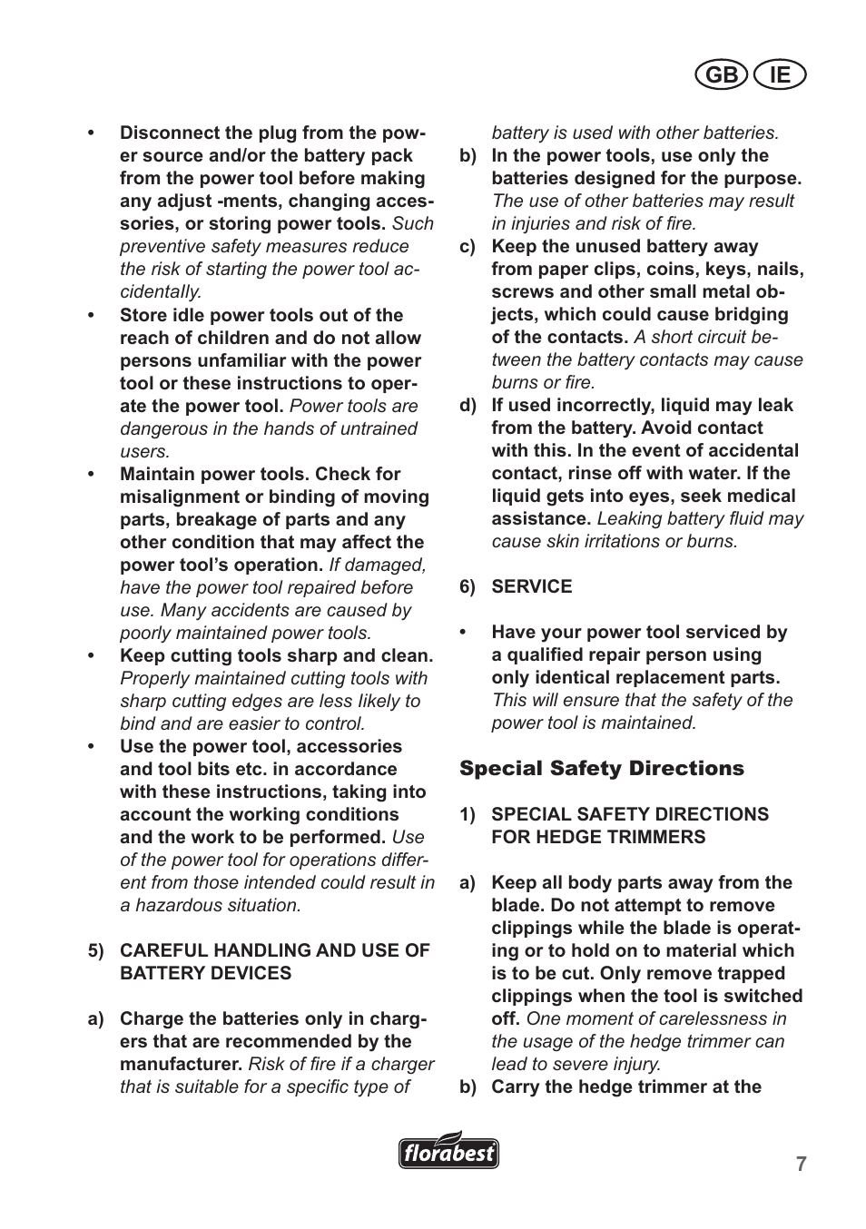 Gb ie | Florabest FGS 10 A1 User Manual | Page 7 / 18