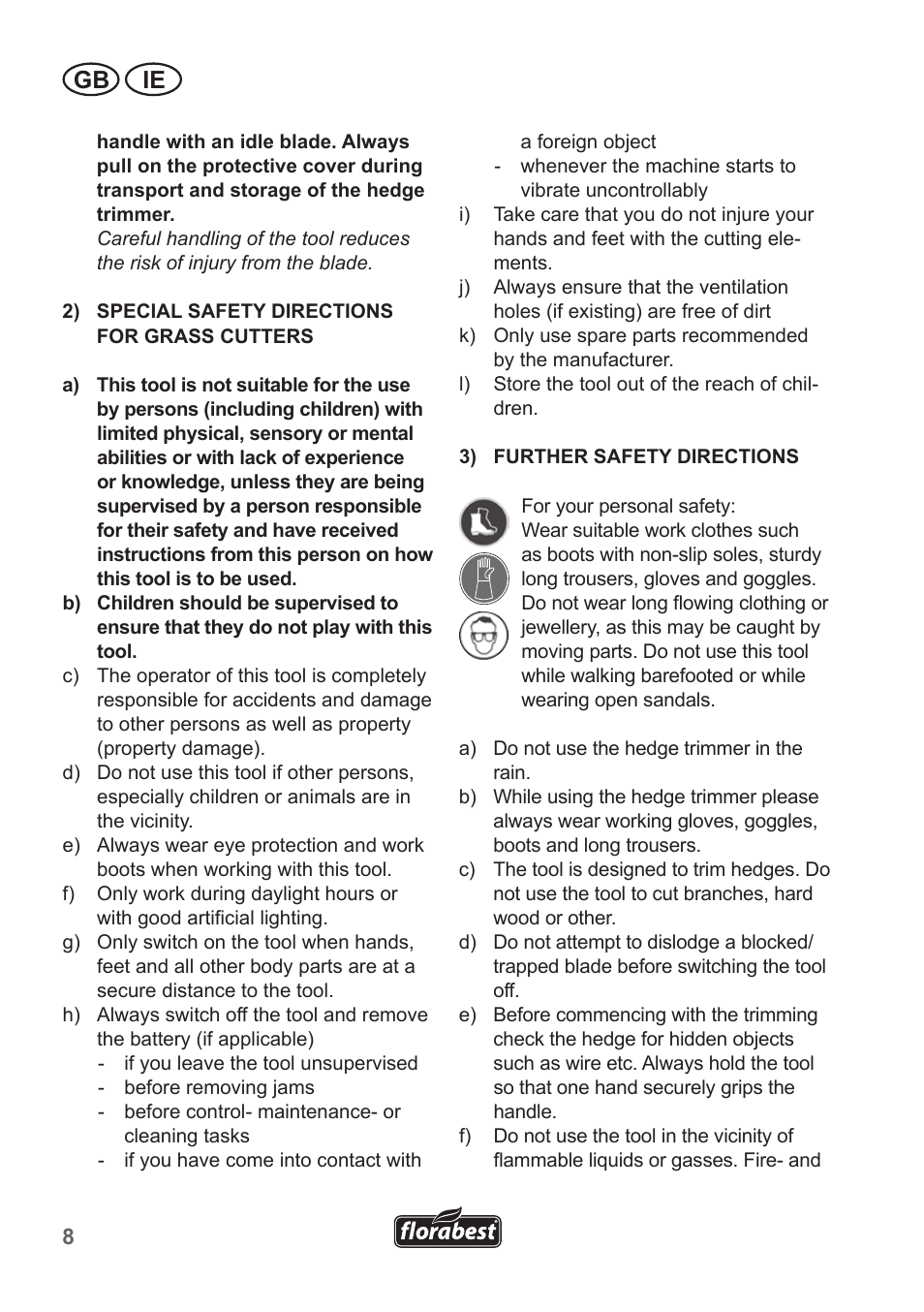 Gb ie | Florabest FGS 10 A1 User Manual | Page 8 / 18