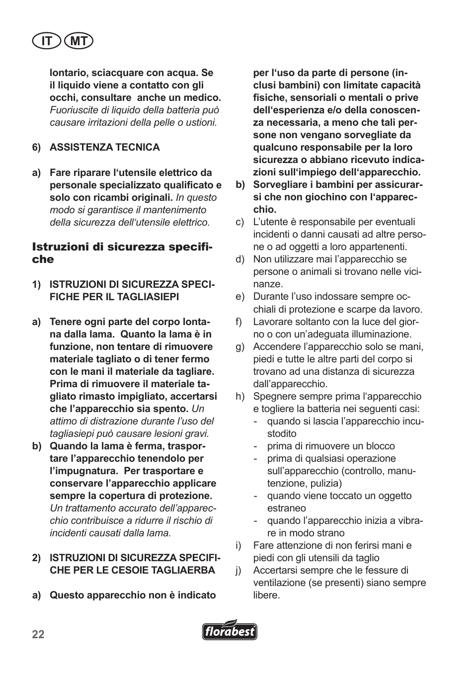 It mt | Florabest FGS 10 A1 User Manual | Page 22 / 78
