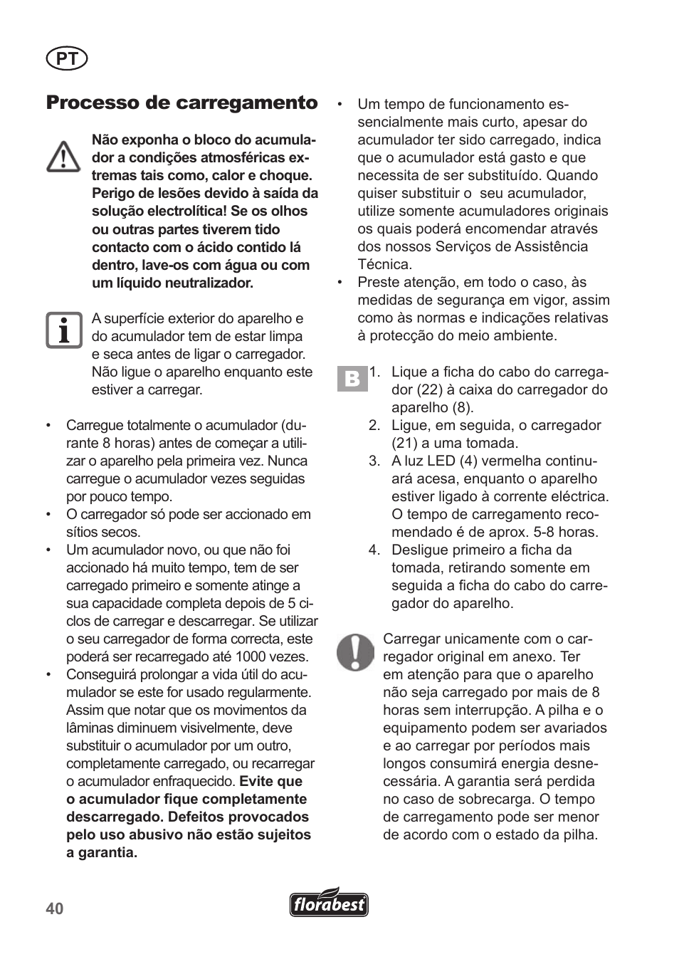 Processo de carregamento | Florabest FGS 10 A1 User Manual | Page 40 / 78