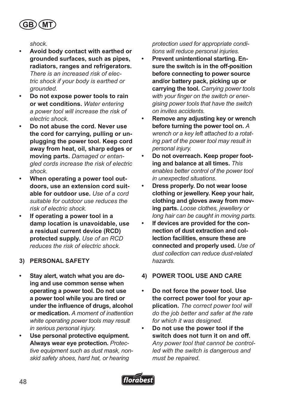 Gb mt | Florabest FGS 10 A1 User Manual | Page 48 / 78