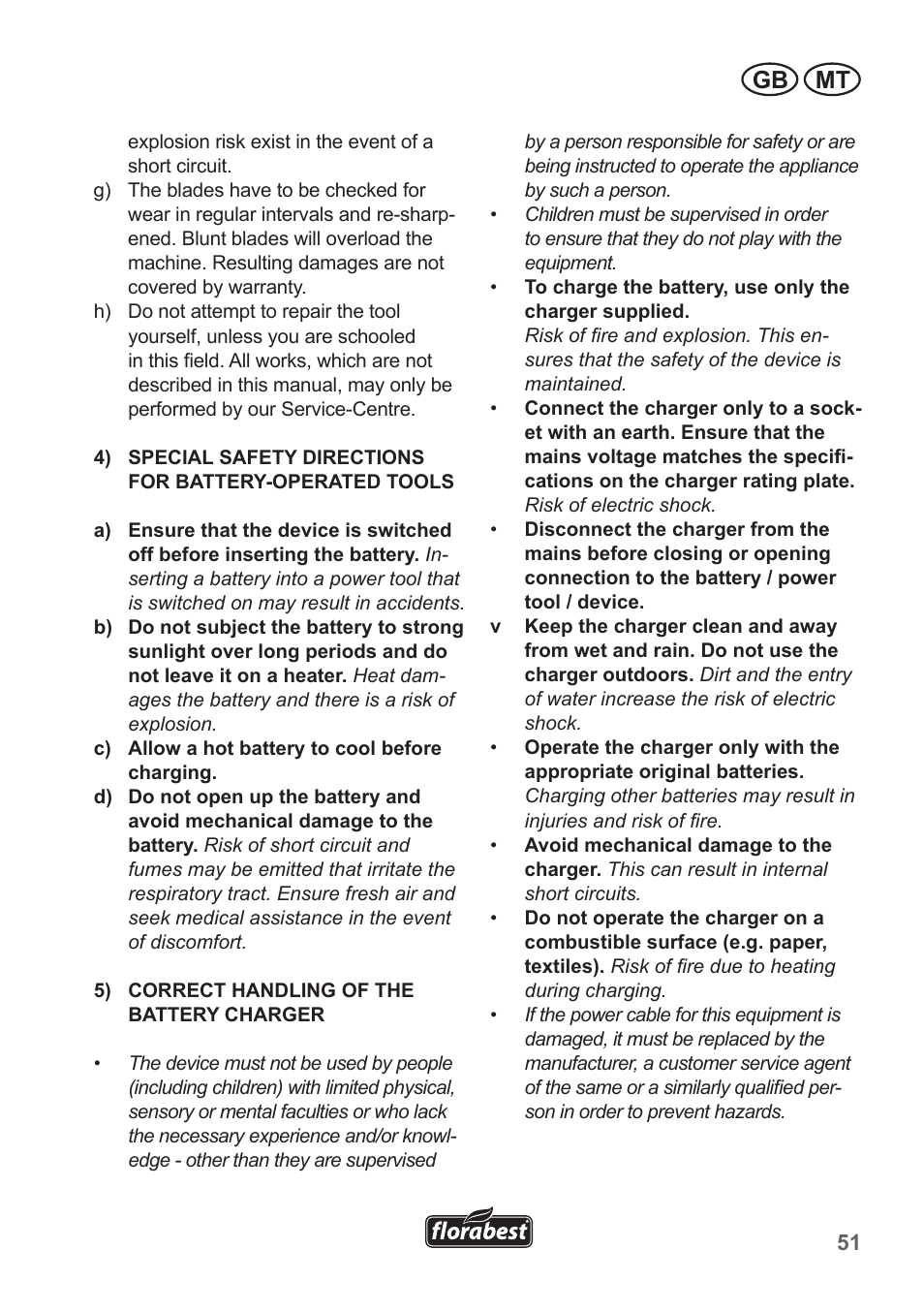 Gb mt | Florabest FGS 10 A1 User Manual | Page 51 / 78