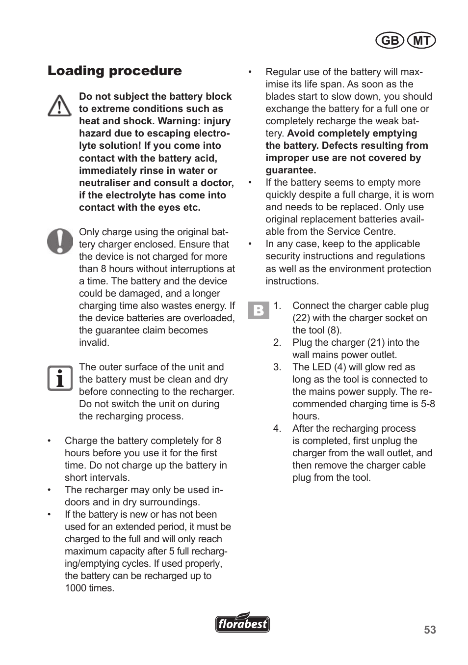 Loading procedure, Gb mt | Florabest FGS 10 A1 User Manual | Page 53 / 78