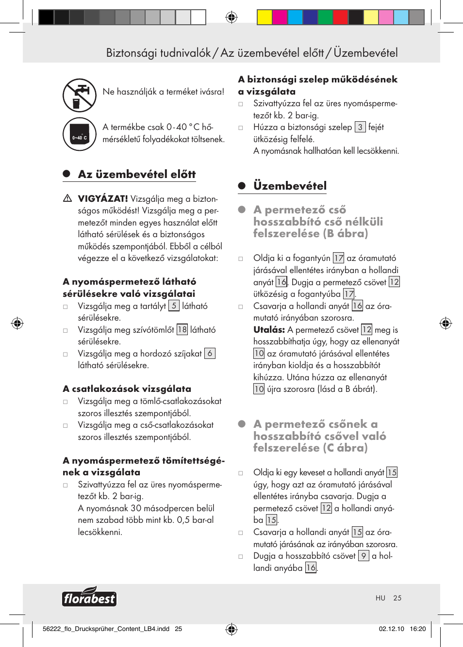 Az üzembevétel előtt, Üzembevétel | Florabest Z30597 User Manual | Page 23 / 53
