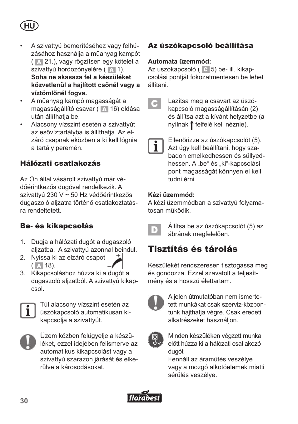 Tisztítás és tárolás | Florabest FRP 350 B1 User Manual | Page 30 / 90