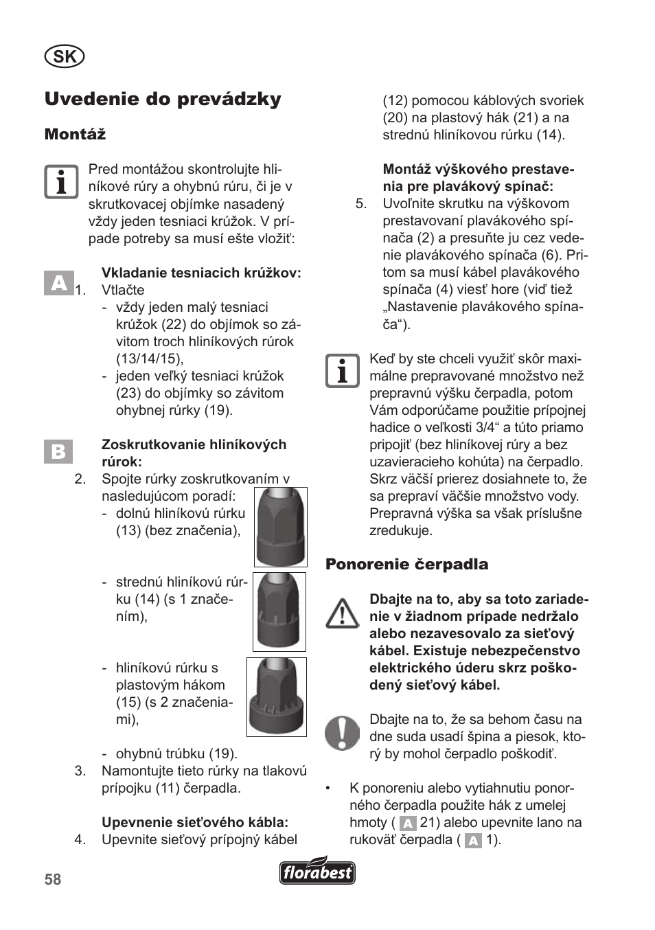 Uvedenie do prevádzky | Florabest FRP 350 B1 User Manual | Page 58 / 90