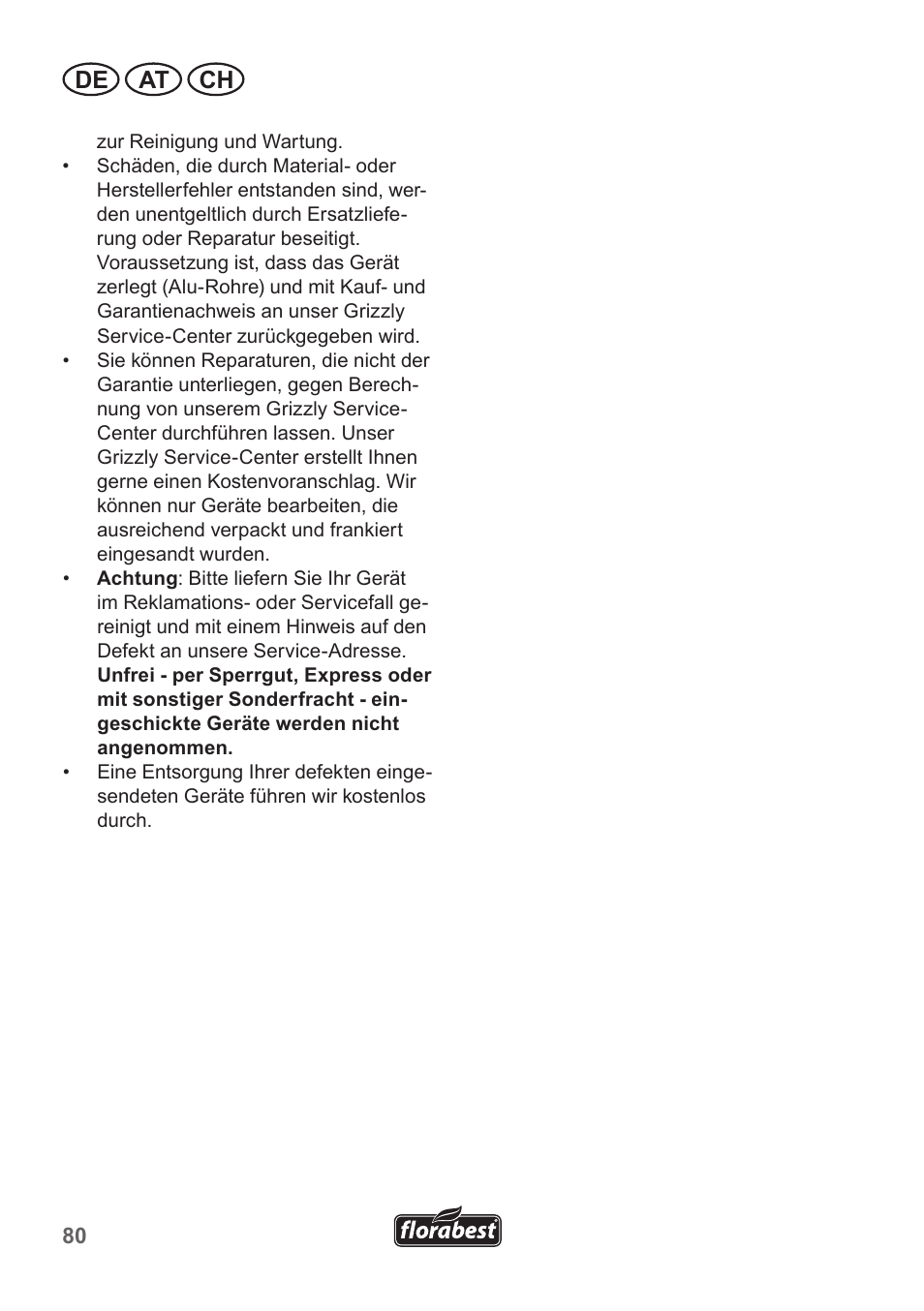 De at ch | Florabest FRP 350 B1 User Manual | Page 80 / 90