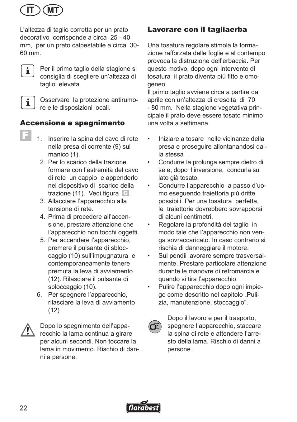 Mt it | Florabest FRM 1200 A3 User Manual | Page 22 / 66