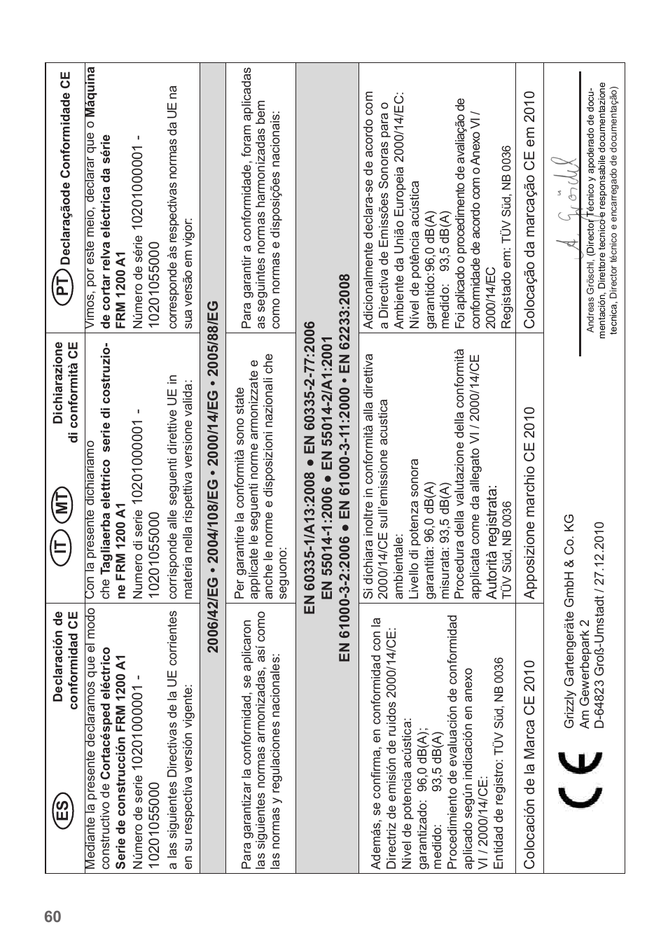Pt it es mt | Florabest FRM 1200 A3 User Manual | Page 60 / 66