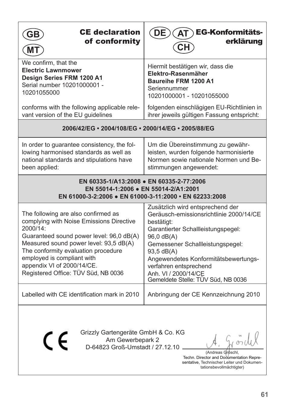 Gb de at mt | Florabest FRM 1200 A3 User Manual | Page 61 / 66